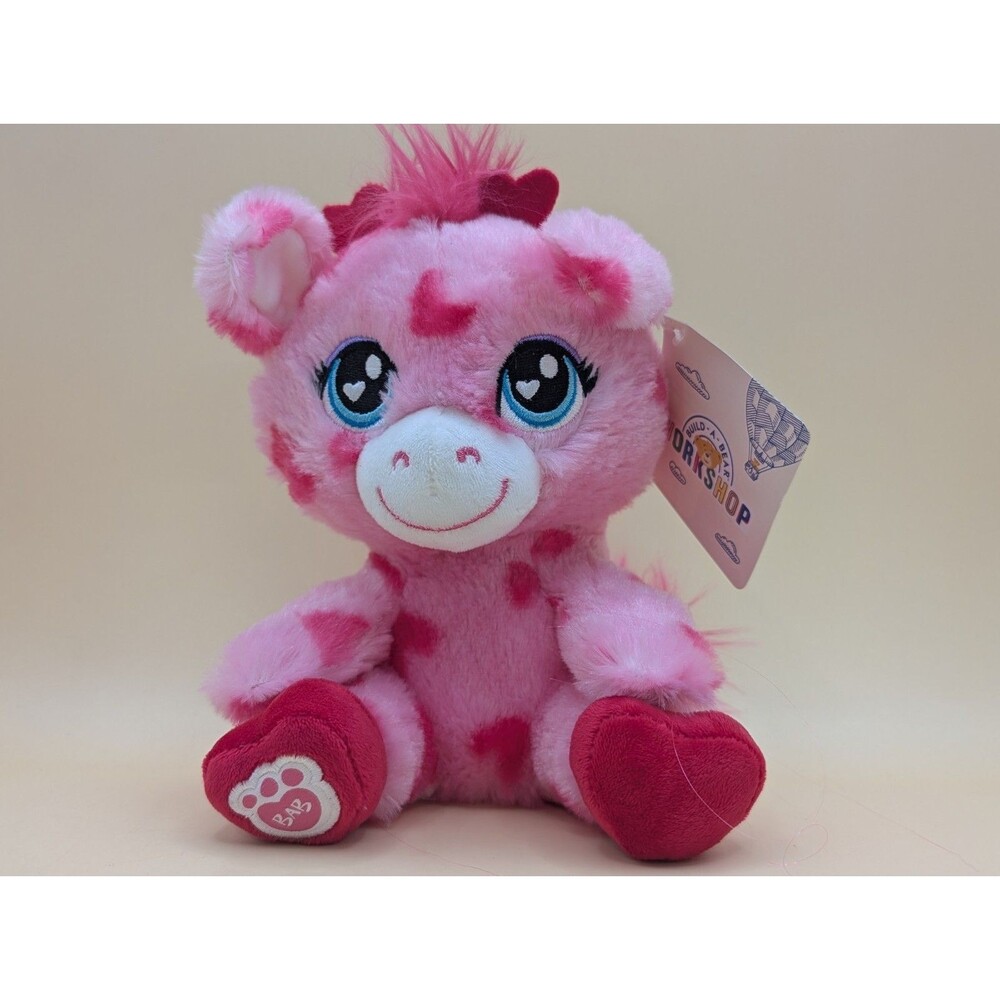 Build A Bear Smallfrys Buddies Pink Hearts Giraffe Plush 7" Valentine NWT 2016
